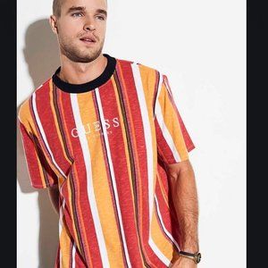 GUESS ORIGINALS striped shirt; red & orange